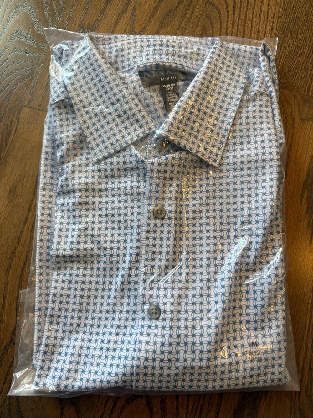 NWT Alfani Slim Fit Men’s Dress Shirt - Blue Geometric Print 15-15.5 32/33